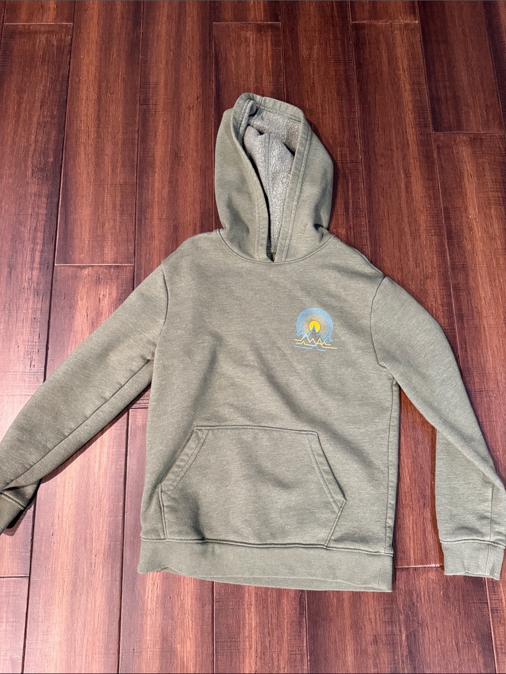 Cat & Jack Olive Hooded Sweatshirt with Sunrise Patch